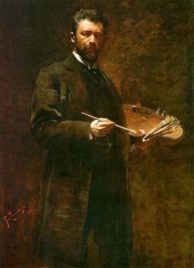 Franciszek zmurko Self-portrait with a palette. oil painting image